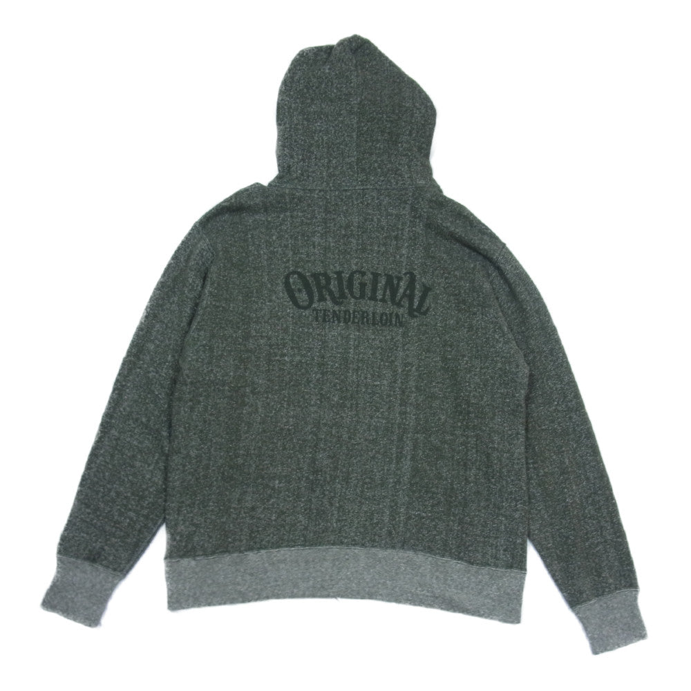TENDERLOIN テンダーロイン T-PARKA バックロゴ 霜降り スウェットパーカー グリーン系 L【中古】