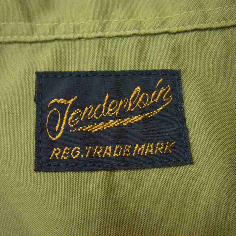 TENDERLOIN テンダーロイン T-T/C SOLID SHT ロゴプリント オープンカラー 長袖 ワークシャツ カーキ系 S【美品】【中古】