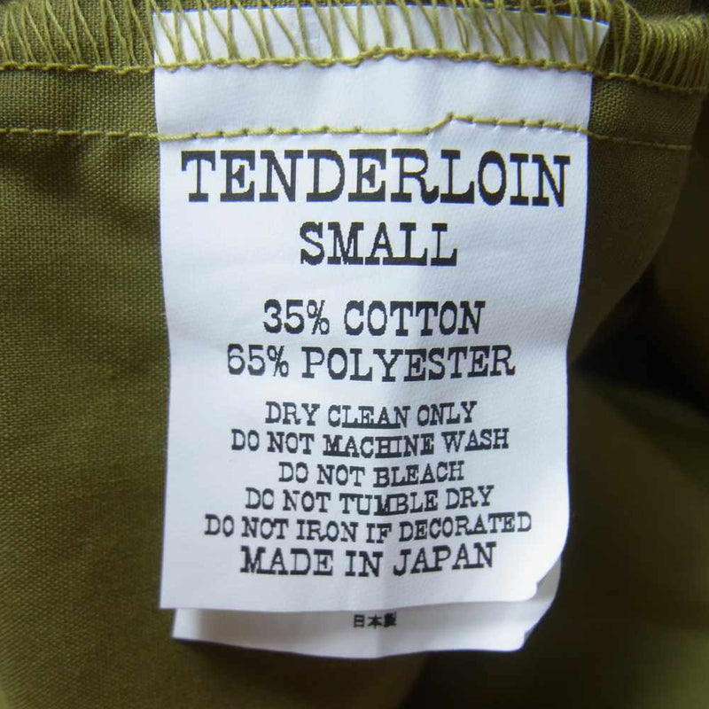 TENDERLOIN テンダーロイン T-T/C SOLID SHT ロゴプリント オープンカラー 長袖 ワークシャツ カーキ系 S【美品】【中古】