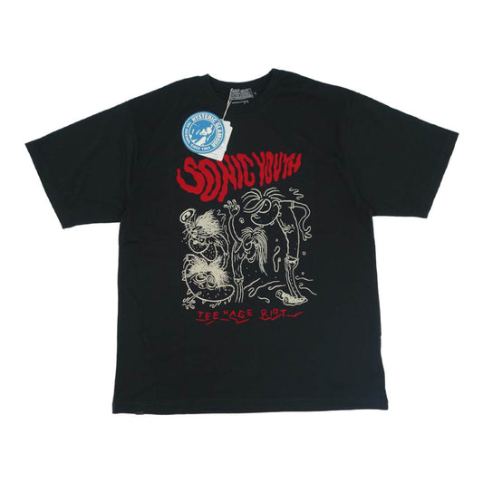 HYSTERIC GLAMOUR ヒステリックグラマー 02221CT27 SONIC YOUTH ソニック ユース TEENAGE RIOT ティーンエイジ ライオット Tシャツ ブラック系 L【新古品】【未使用】【中古】
