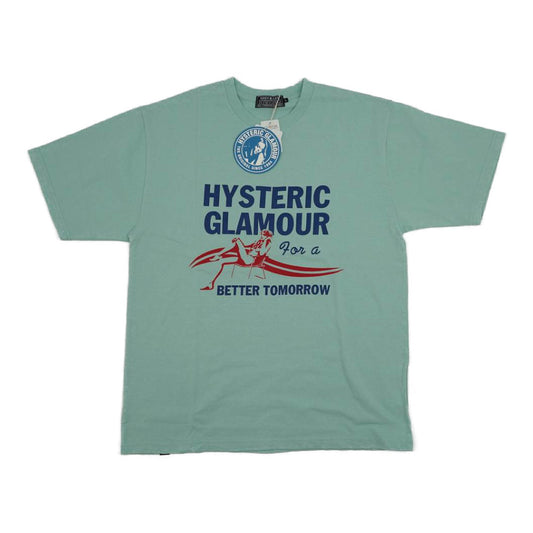 HYSTERIC GLAMOUR ヒステリックグラマー 02221CT28 BETTER TOMORROW ベター トゥモロー Tシャツ グリーン系 L【新古品】【未使用】【中古】
