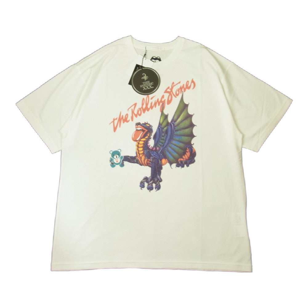 HYSTERIC GLAMOUR ヒステリックグラマー 06221CT08 THE ROLLING STONES ローリング ストーンズ SEPTEMBER セプテンバー 1973 Tシャツ ホワイト系 L【新古品】【未使用】【中古】