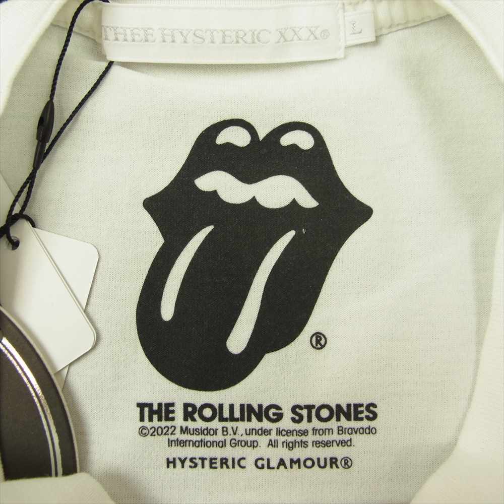 HYSTERIC GLAMOUR ヒステリックグラマー 06221CT08 THE ROLLING STONES ローリング ストーンズ SEPTEMBER セプテンバー 1973 Tシャツ ホワイト系 L【新古品】【未使用】【中古】