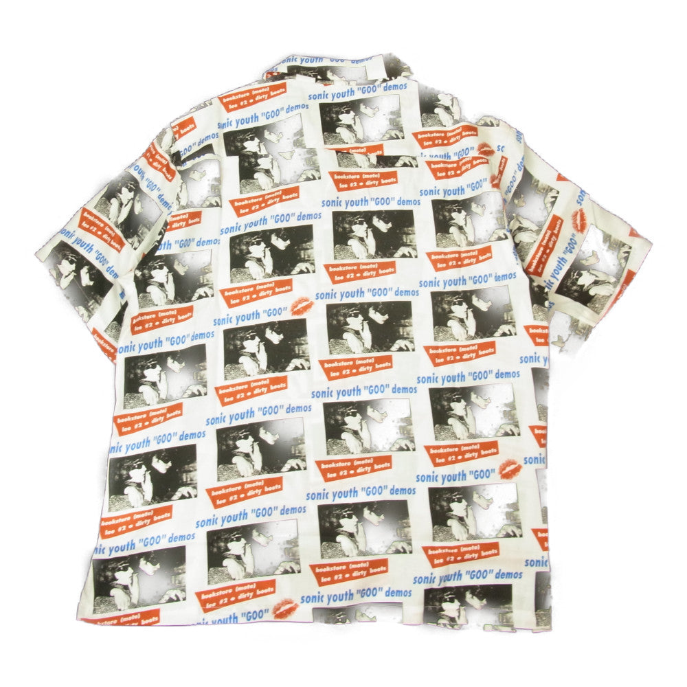 HYSTERIC GLAMOUR ヒステリックグラマー 02221AH06 SONIC YOUTH GOO DEMOS柄 オープン カラー シャツ ホワイト系 M【新古品】【未使用】【中古】