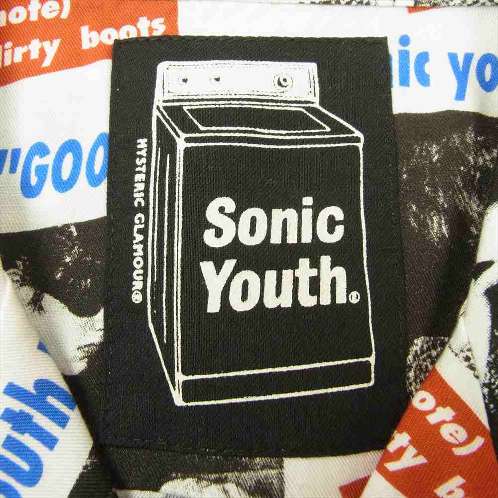 HYSTERIC GLAMOUR ヒステリックグラマー 02221AH06 SONIC YOUTH GOO DEMOS柄 オープン カラー シャツ ホワイト系 M【新古品】【未使用】【中古】