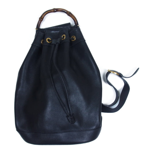 GUCCI グッチ 003 2113 0036 バンブー 巾着 ワンショルダーバッグ ブラック系【中古】
