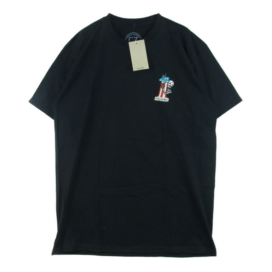 サイクルゾンビーズ ワンポイント ロゴ クルーネック プリント 半袖 Tシャツ ブラック系 L【新古品】【未使用】【中古】