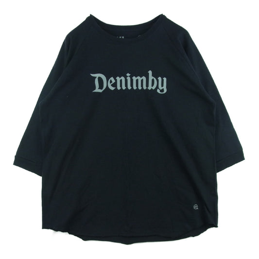 デニムバイヴァンキッシュアンドフラグメント VFC1066 ラグラン ロゴ プリント クルーネック 7分袖 Tシャツ ブラック系 XL【中古】