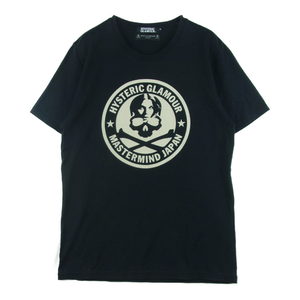 HYSTERIC GLAMOUR ヒステリックグラマー 0233CT25 mastermindJAPAN マスターマインドジャパン スカル ガール サークルロゴ プリント 半袖 Tシャツ ブラック系 M【中古】
