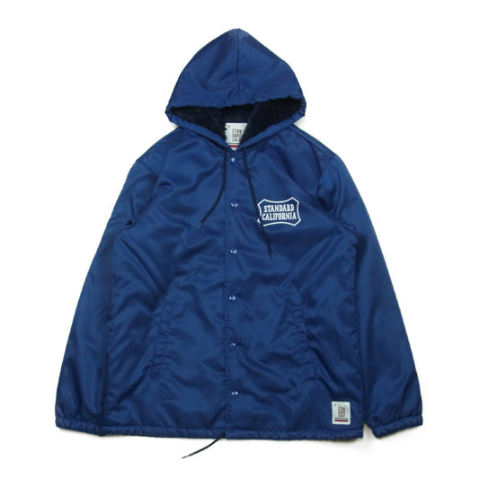 STANDARD CALIFORNIA スタンダードカリフォルニア SD BOA HOOD COACH JACKET 裏地ボアフリース フード付き コーチ ジャケット ブルー系【美品】【中古】