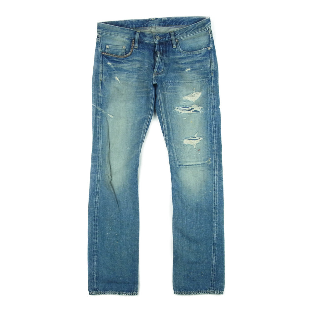 HYSTERIC GLAMOUR ヒステリックグラマー 0231AP02 PF加工 クラッシュ ペイント加工 スタッズ デニム パンツ インディゴブルー系 32【中古】