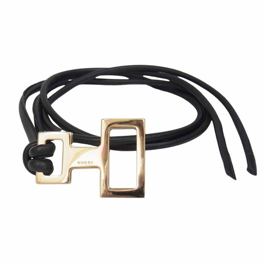 GUCCI グッチ レザー コード ベルト ブラック系【中古】
