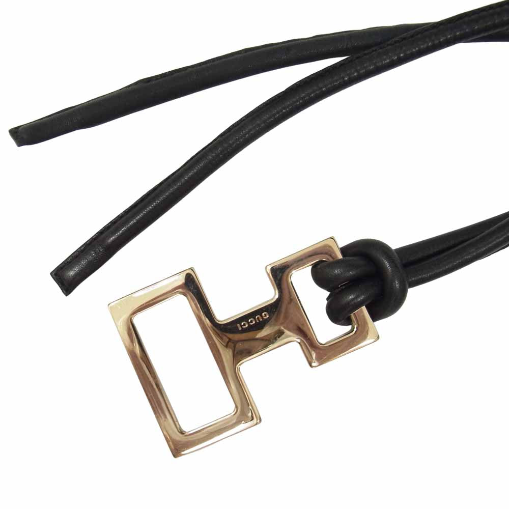 GUCCI グッチ レザー コード ベルト ブラック系【中古】