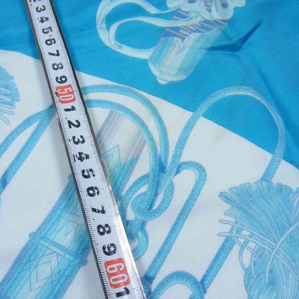 HERMES エルメス カレ90 CLIQUETIS 剣柄 スカーフ ストール ライトブルー系【中古】