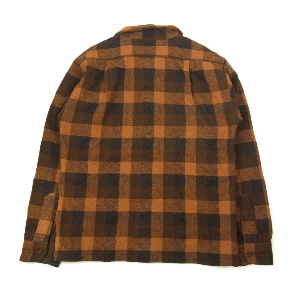 TENDERLOIN テンダーロイン T-WOOL SHT P ブロックチェック ウール オープンカラー シャツ ブラック系 ブラウン系 S【中古】