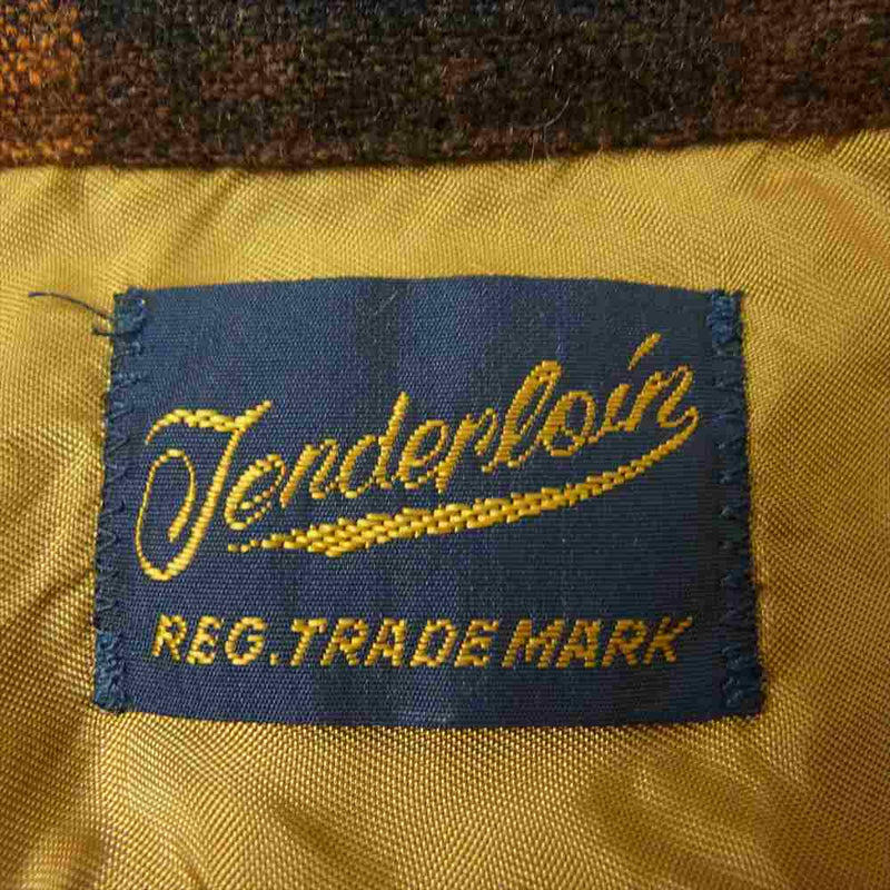 TENDERLOIN テンダーロイン T-WOOL SHT P ブロックチェック ウール オープンカラー シャツ ブラック系 ブラウン系 S【中古】