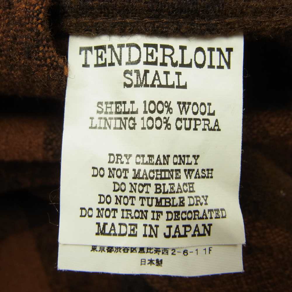 TENDERLOIN テンダーロイン T-WOOL SHT P ブロックチェック ウール オープンカラー シャツ ブラック系 ブラウン系 S【中古】