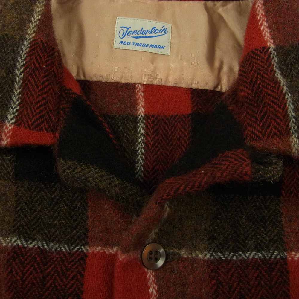 TENDERLOIN テンダーロイン T-WOOL CHECK SHT HB ヘリンボーン ウール チェック シャツ  レッド系 XS【中古】
