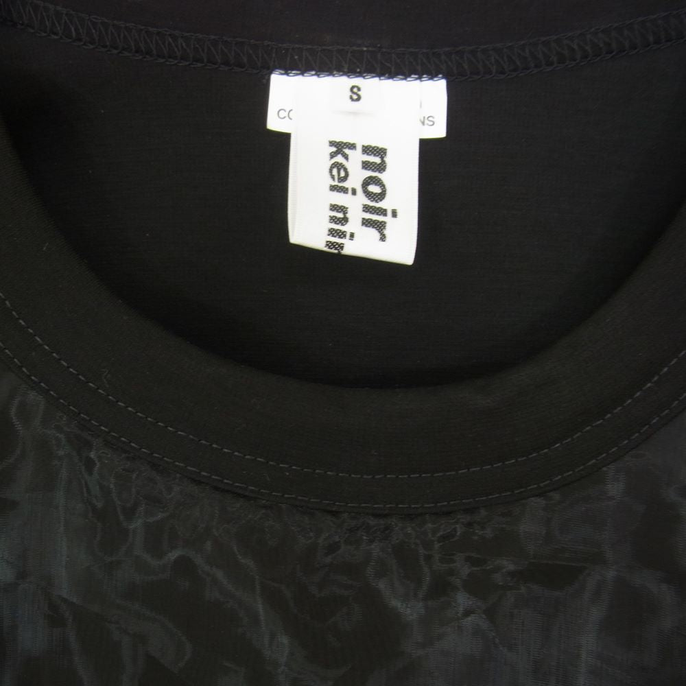 COMME des GARCONS コムデギャルソン noir Kei ninomiya ノワールケイニノミヤ AD2019 3D-T002 袖フリル シフォン×コットンジャージー 2枚重ね 半袖 カットソー ブラック系 S【美品】【中古】