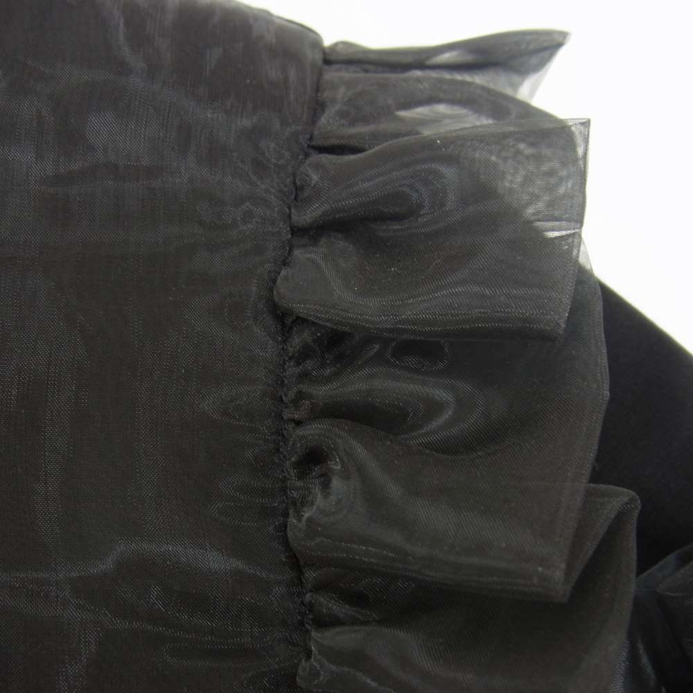 COMME des GARCONS コムデギャルソン noir Kei ninomiya ノワールケイニノミヤ AD2019 3D-T002 袖フリル シフォン×コットンジャージー 2枚重ね 半袖 カットソー ブラック系 S【美品】【中古】