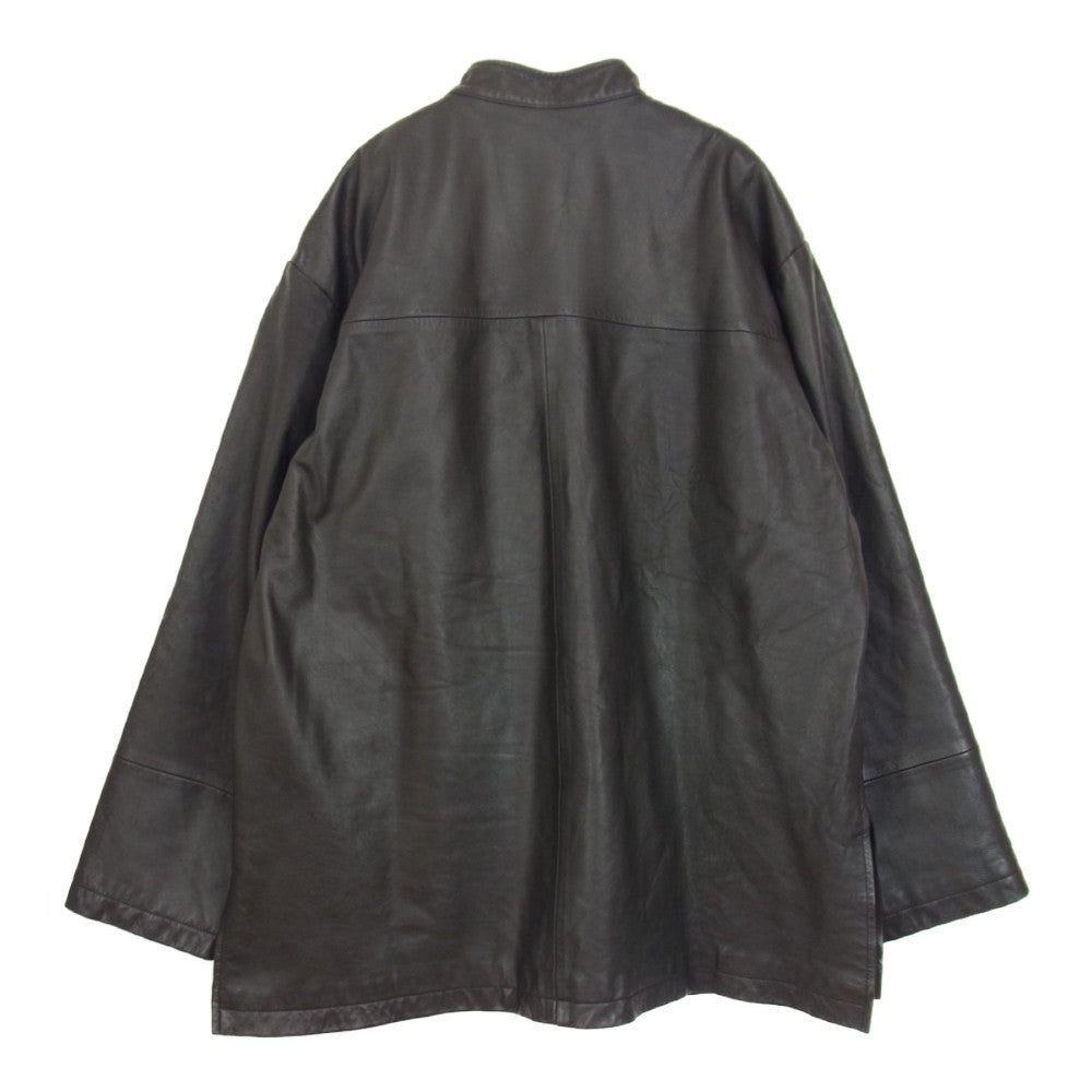Yohji Yamamoto ヨウジヤマモト S'YTE UM-J53-701 Sheepskin Leather Washed China Jacket シープスキン レザー ウォッシュド チャイナ ジャケット ブラック系 3【新古品】【未使用】【中古】