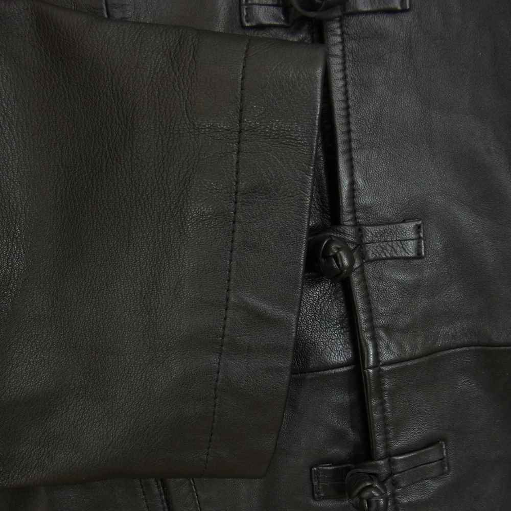 Yohji Yamamoto ヨウジヤマモト S'YTE UM-J53-701 Sheepskin Leather Washed China Jacket シープスキン レザー ウォッシュド チャイナ ジャケット ブラック系 3【新古品】【未使用】【中古】