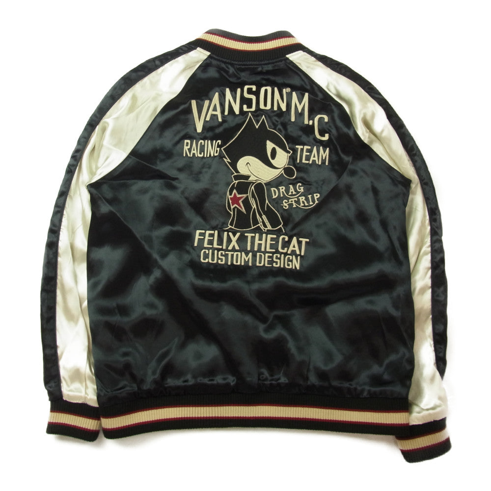 VANSON バンソン フィリックス FXV-21 バイカーFELIX スカジャン ネイビー系 L【中古】