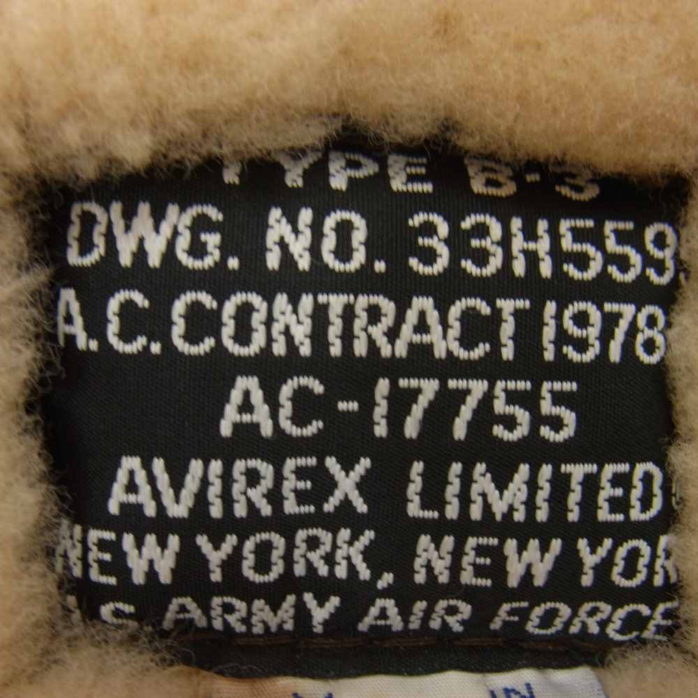 AVIREX アヴィレックス B-3 ムートン レザー ジャケット ブラウン系 34【中古】