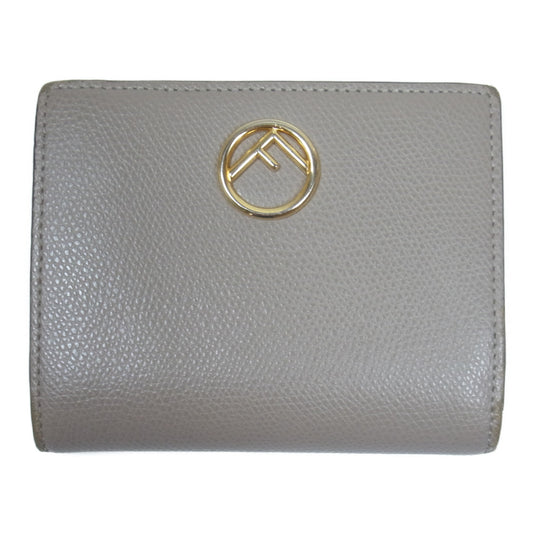 FENDI フェンディ 8M0387 F IS FENDI エフイズフェンディ スモールウォレット 二つ折り財布 レザー グレージュ【中古】