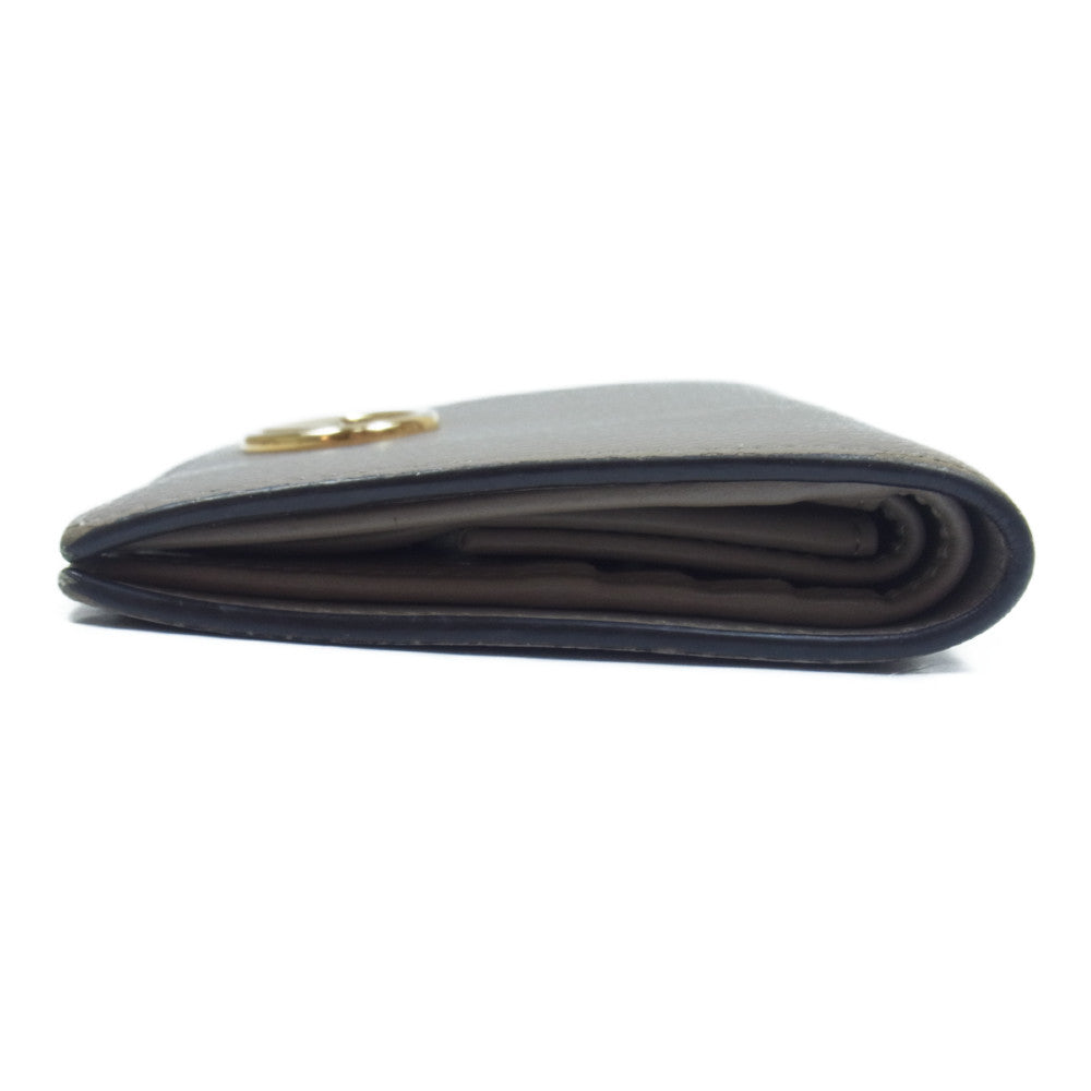 FENDI フェンディ 8M0387 F IS FENDI エフイズフェンディ スモールウォレット 二つ折り財布 レザー グレージュ【中古】