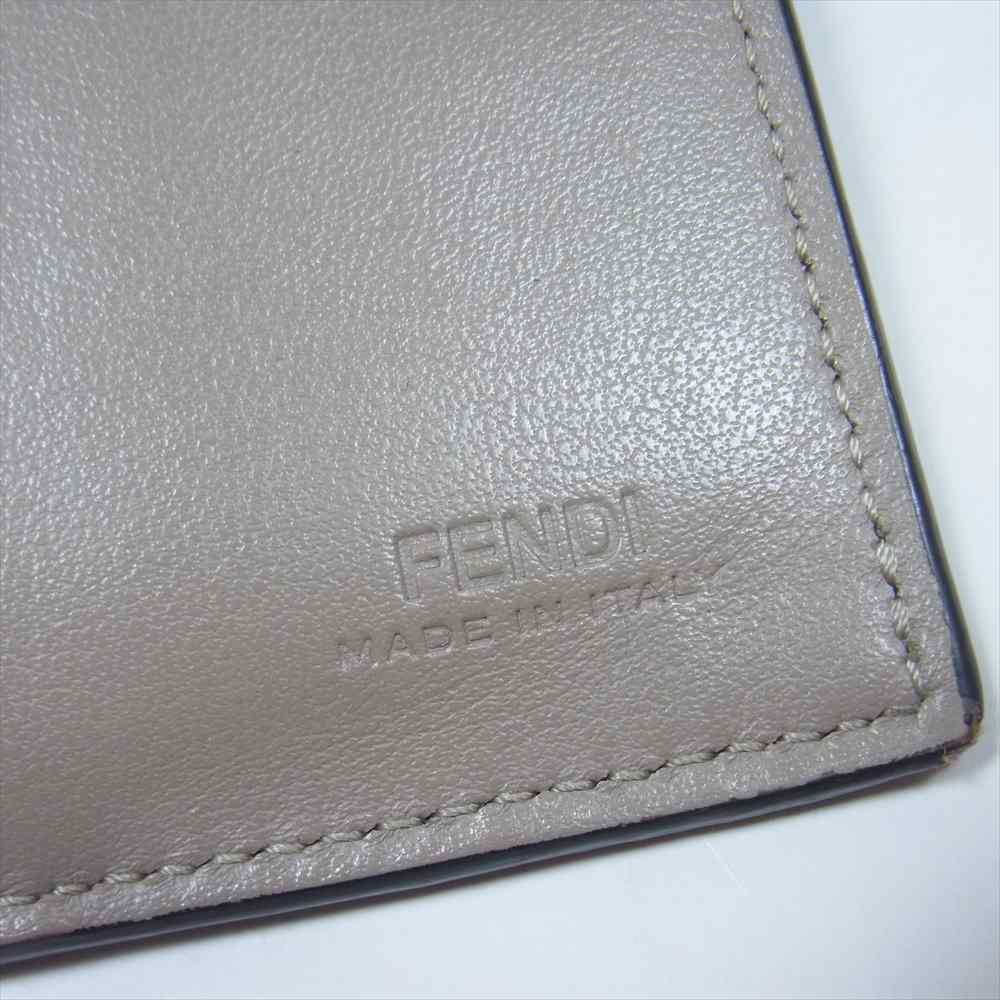 FENDI フェンディ 8M0387 F IS FENDI エフイズフェンディ スモールウォレット 二つ折り財布 レザー グレージュ【中古】