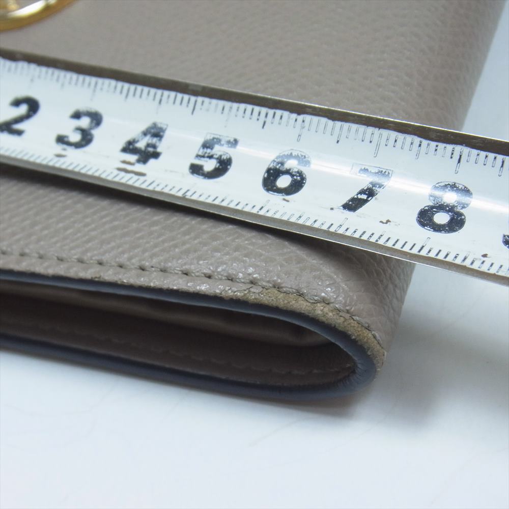 FENDI フェンディ 8M0387 F IS FENDI エフイズフェンディ スモールウォレット 二つ折り財布 レザー グレージュ【中古】