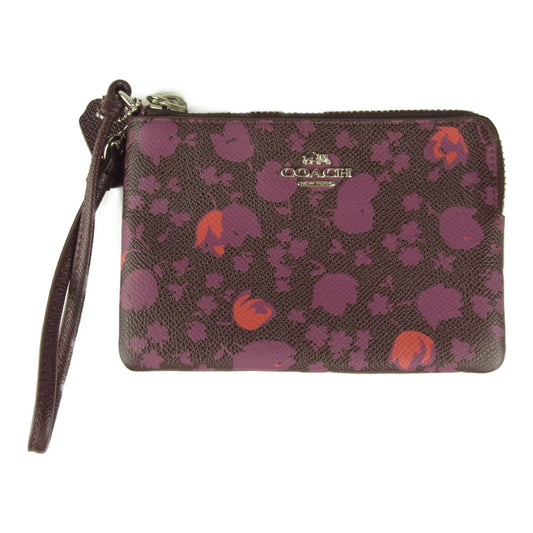 COACH コーチ レザー リスト レット 花柄 パープル系【美品】【中古】