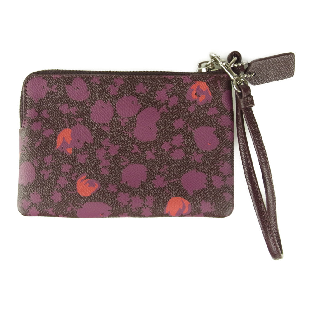 COACH コーチ レザー リスト レット 花柄 パープル系【美品】【中古】