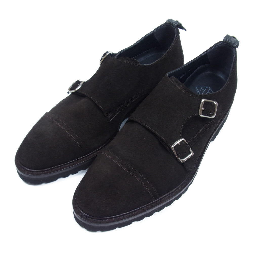 ダブルエイチ WH0300S スエード ダブルモンク シューズ CAFE 9【美品】【中古】