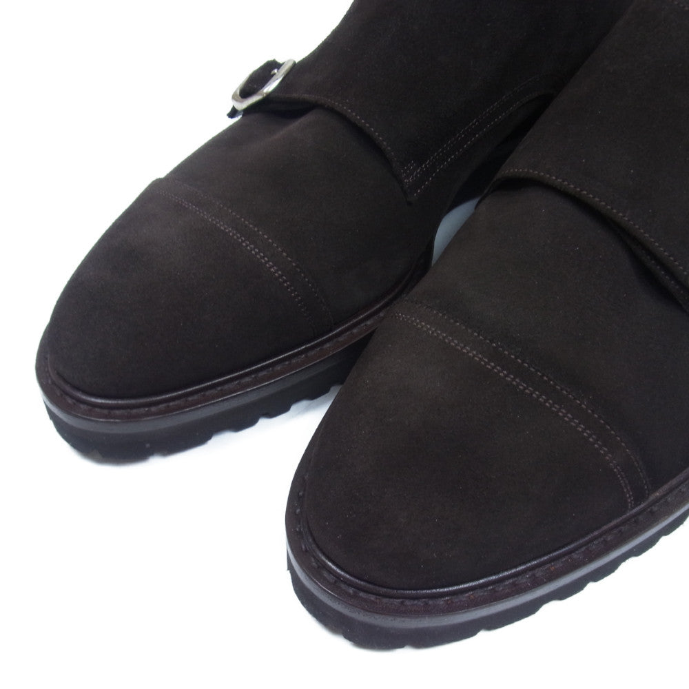 ダブルエイチ WH0300S スエード ダブルモンク シューズ CAFE 9【美品】【中古】