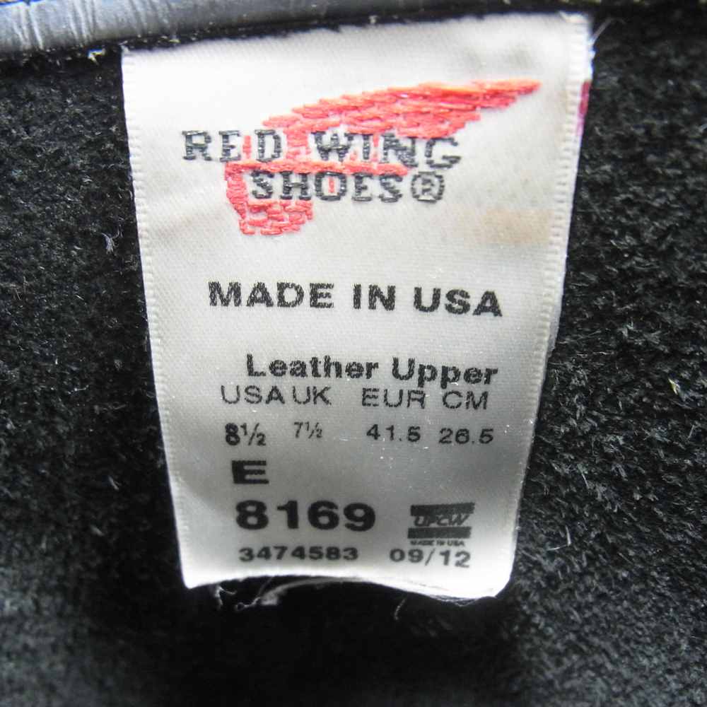 RED WING レッドウィング 8169 Pecos Boots ペコスブーツ USA製 ブラック系 8.5E【中古】
