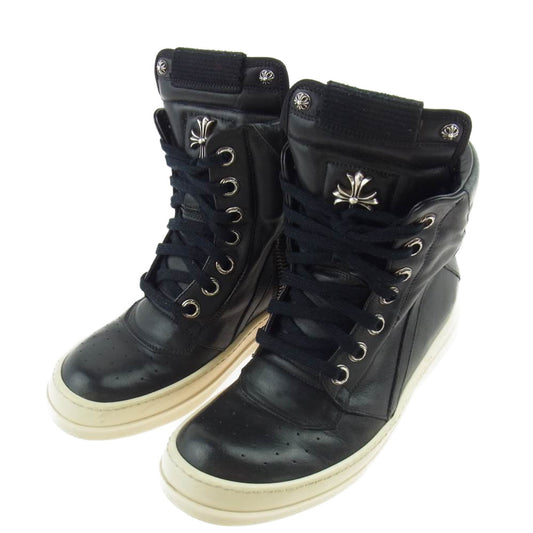 CHROME HEARTS クロムハーツ（原本無） 32172 RICK OWENS リックオウエンス CHクロス ジオバスケット レザー ハイカット ブラック系 シルバー系 38【中古】