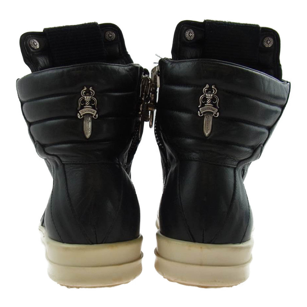 CHROME HEARTS クロムハーツ（原本無） 32172 RICK OWENS リックオウエンス CHクロス ジオバスケット レザー ハイカット ブラック系 シルバー系 38【中古】