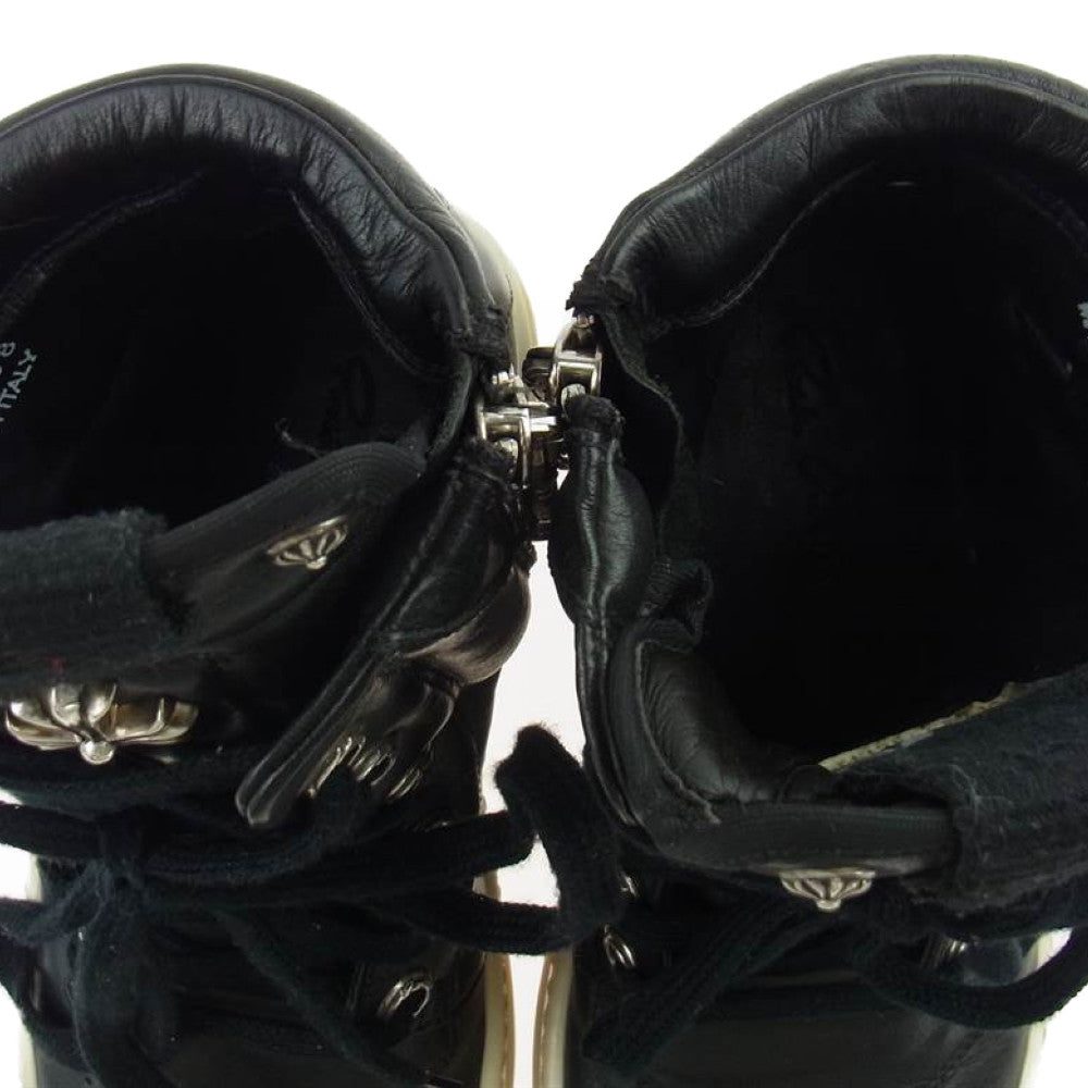 CHROME HEARTS クロムハーツ（原本無） 32172 RICK OWENS リックオウエンス CHクロス ジオバスケット レザー ハイカット ブラック系 シルバー系 38【中古】