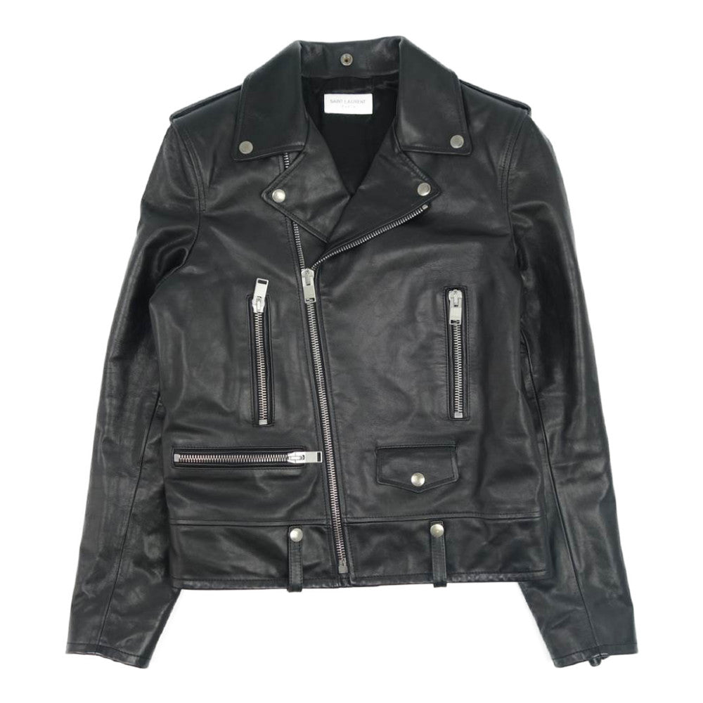 SAINT LAURENT サンローラン 国内正規品 16AW エディ期 397290 YC1AV レザー クラシックモーターサイクル ダブルライダース ジャケット ブラック系 46【中古】