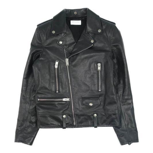 SAINT LAURENT サンローラン 国内正規品 16AW エディ期 397290 YC1AV レザー クラシックモーターサイクル ダブルライダース ジャケット ブラック系 46【中古】