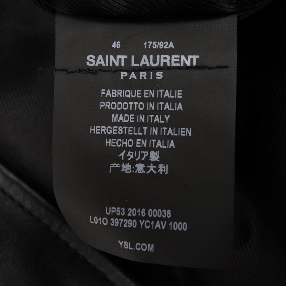 SAINT LAURENT サンローラン 国内正規品 16AW エディ期 397290 YC1AV レザー クラシックモーターサイクル ダブルライダース ジャケット ブラック系 46【中古】