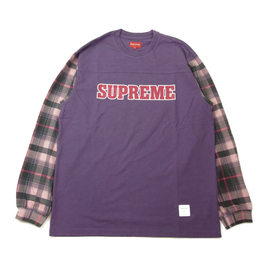 Supreme シュプリーム 21AW Plaid Sleeve L/S Tee プレイド 長袖 Tシャツ パープル パープル系 M【新古品】【未使用】【中古】