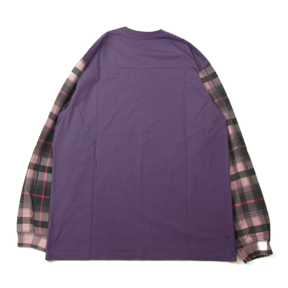Supreme シュプリーム 21AW Plaid Sleeve L/S Tee プレイド 長袖 Tシャツ パープル パープル系 M【新古品】【未使用】【中古】