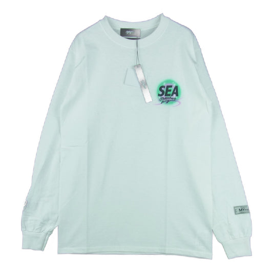 WIND AND SEA ウィンダンシー WDSMY102 MYne マイン Logo Long Sleeve T-shirts スプレー ロゴ 長袖 Tシャツ ホワイト系 S【新古品】【未使用】【中古】