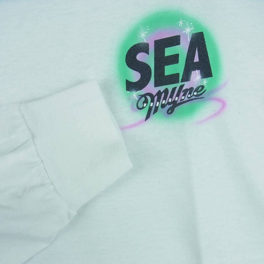 WIND AND SEA ウィンダンシー WDSMY102 MYne マイン Logo Long Sleeve T-shirts スプレー ロゴ 長袖 Tシャツ ホワイト系 S【新古品】【未使用】【中古】
