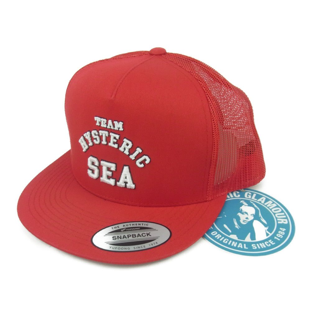 HYSTERIC GLAMOUR ヒステリックグラマー 02213ZI11950 WIND AND SEA ウィンダンシー MESH CAP メッシュ キャップ 帽子 レッド系 FREE【新古品】【未使用】【中古】