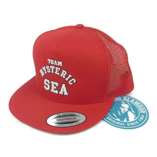 HYSTERIC GLAMOUR ヒステリックグラマー 02213ZI11950 WIND AND SEA ウィンダンシー MESH CAP メッシュ キャップ 帽子 レッド系 FREE【新古品】【未使用】【中古】