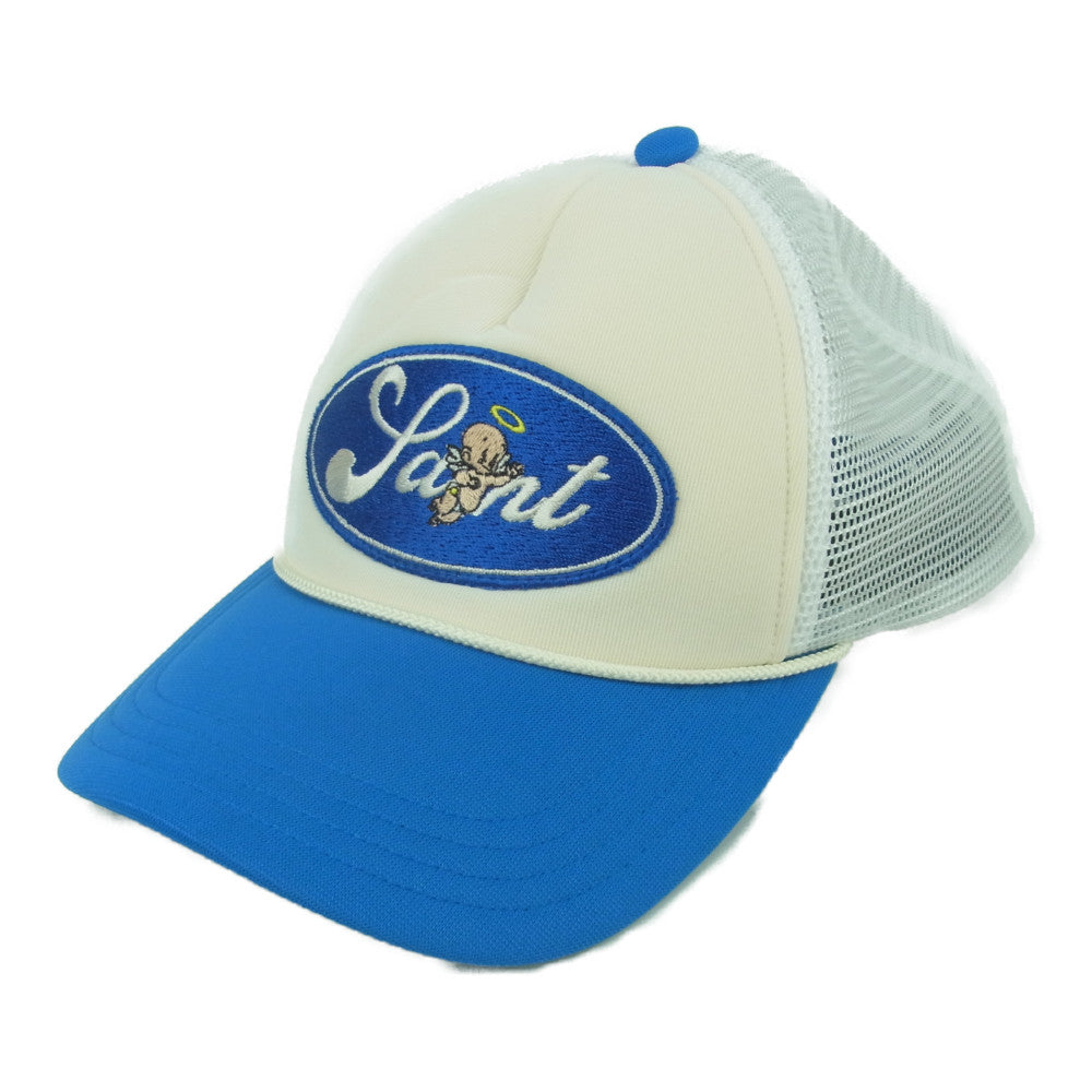 セントマイケル Cap Baby Michael White ベイビー マイケル ロゴ 刺繍 メッシュ キャップ 帽子 オフホワイト系 ブルー系【中古】